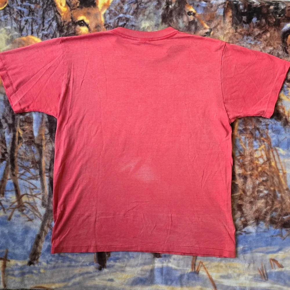 Vintage Adidas 80s Faded Red w/Blue Double Logo Single Stitch Tee sz Large